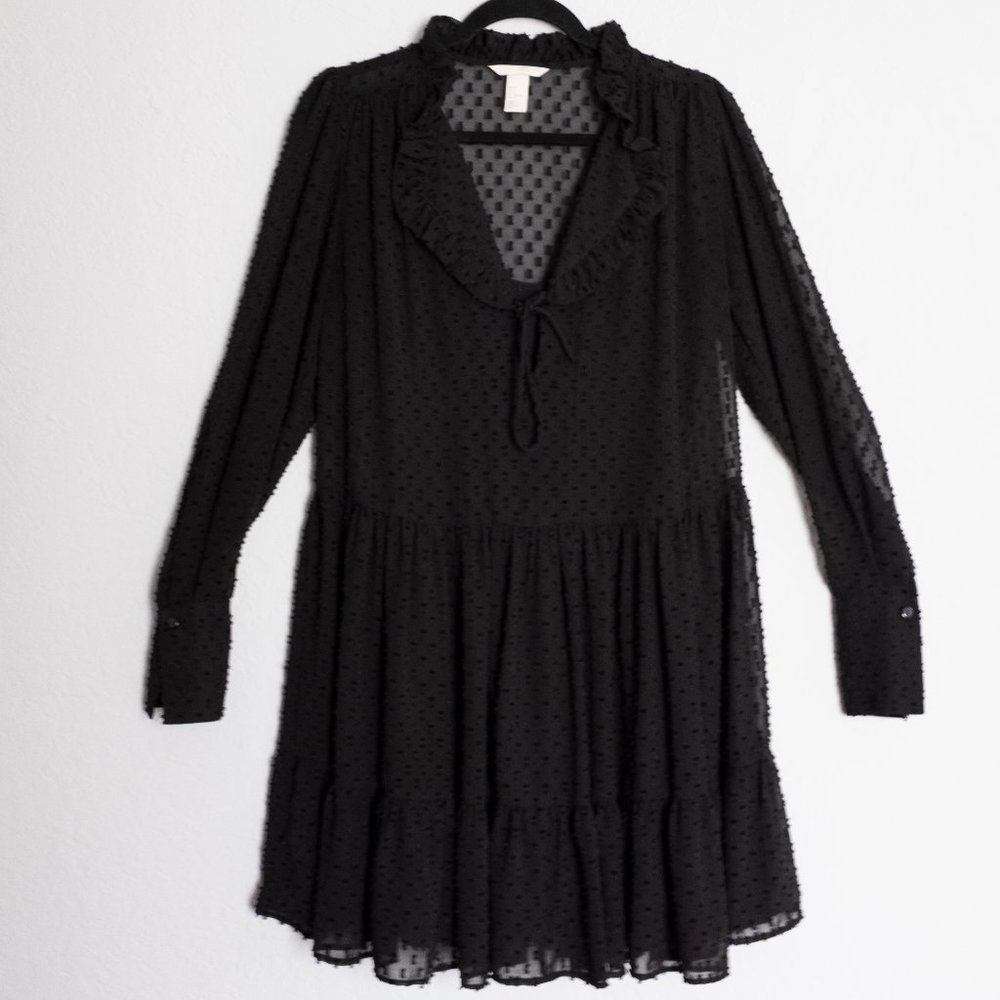 H&M Flounced Short Boho Black Dress